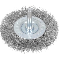 Bluespot Flat Crimped Steel Wire Wheel Brush 75mm 6mm Shank