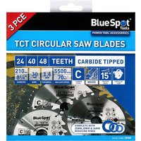 Bluespot 3 Piece Circular Saw Blade Set 210mm 210mm Assorted Teeth 30mm