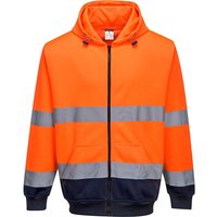 Portwest Hi Vis Contrast Zipped Hoodie Orange / Navy 2XL