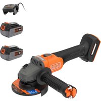 Black and Decker BCG6L8 18v Cordless Brushless Angle Grinder 115mm 2 x 4ah Li-ion Battery Charger No Case
