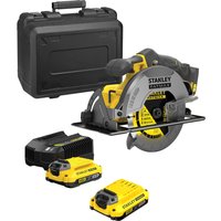 Stanley Fatmax V20 SFMCS500 18v Cordless Circular Saw 165mm 2 x 2ah Li-ion Battery Charger Case Stanley Fatmax V20 SFMCS500 18v Cordless Circular Saw 165mm 2 x 2ah Li-ion Battery Charger Case