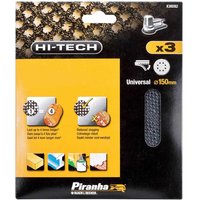 Piranha Hi Tech Quick Fit Mesh ROS Sanding Sheets 150mm 150mm Assorted Pack 3
