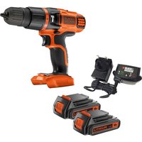 Black and Decker BDCH188 18v Cordless Combi Drill 2 x 1.5ah Li-ion Battery Charger No Case