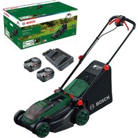 Bosch ROTAK 18V2-38 P4A 36v Cordless Brushless Rotary Lawnmower 380mm 2 x 6ah Li-ion Twin Battery Charger