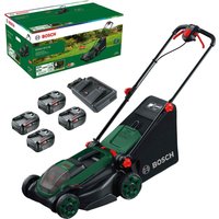 Bosch ROTAK 18V2-38 P4A 36v Cordless Brushless Rotary Lawnmower 380mm 4 x 6ah Li-ion Twin Battery Charger