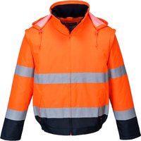 Portwest Essential 2 in 1 Waterproof Hi Vis Jacket Orange / Navy 3XL