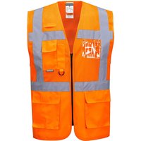 Portwest Madrid Hi Vis Half Mesh Executive Vest 3XL Orange Pack of 10