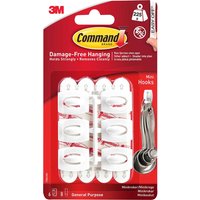 3M Command Mini Hooks with Command Strips, White