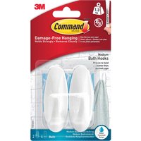 Command Adhesive Strip Bathroom Hooks White Pack of 2