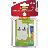 12 Piece Medium Large Picture Hanging Adhesive Strip Set