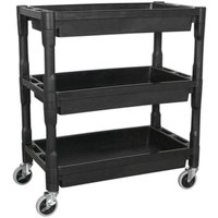 Sealey 3 Shelf Heavy Duty Composite Trolley Black Sealey 3 Shelf Heavy Duty Composite Trolley Black