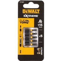 DeWalt Torx Extreme Impact Torsion Screwdriver Bit T15 25mm Pack of 5 DeWalt Torx Extreme Impact Torsion Screwdriver Bit T15 25mm Pack of 5