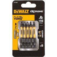 DeWalt Torx Extreme Impact Torsion Screwdriver Bit T10 50mm Pack of 5 DeWalt Torx Extreme Impact Torsion Screwdriver Bit T10 50mm Pack of 5