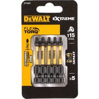 DeWalt Torx Extreme Impact Torsion Screwdriver Bit T15 50mm Pack of 5 DeWalt Torx Extreme Impact Torsion Screwdriver Bit T15 50mm Pack of 5