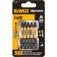 DeWalt Torx Extreme Impact Torsion Screwdriver Bit T20 50mm Pack of 5 DeWalt Torx Extreme Impact Torsion Screwdriver Bit T20 50mm Pack of 5