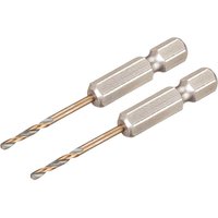 DeWalt Black and Gold Hex Impact HSS Drill Bit 2mm Pack of 2 DeWalt Black and Gold Hex Impact HSS Drill Bit 2mm Pack of 2