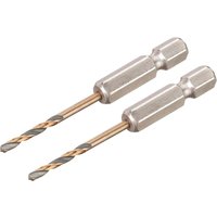 DeWalt Black and Gold Hex Impact HSS Drill Bit 2.5mm Pack of 2 DeWalt Black and Gold Hex Impact HSS Drill Bit 2.5mm Pack of 2