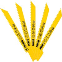 DeWalt Fine Fast Cuts and Curve Cutting Wood Reciprocating Sabre Saw Blades 152mm Pack of 5 DeWalt Fine Fast Cuts and Curve Cutting Wood Reciprocating Sabre Saw Blades 152mm Pack of 5