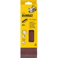 DeWalt 75 x 533mm Sanding Belts 75mm x 533mm 60g Pack of 3 DeWalt 75 x 533mm Sanding Belts 75mm x 533mm 60g Pack of 3