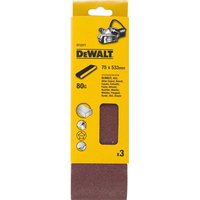 DeWalt 75 x 533mm Sanding Belts 75mm x 533mm 80g Pack of 3 DeWalt 75 x 533mm Sanding Belts 75mm x 533mm 80g Pack of 3
