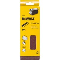 DeWalt 75 X 457mm Sanding Belts 75mm x 457mm 60g Pack of 3 DeWalt 75 X 457mm Sanding Belts 75mm x 457mm 60g Pack of 3