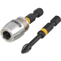 DeWalt Impact Torsion Bit and Magnetic Screwlock Sleeve PH2 50mm Pack of 2 DeWalt Impact Torsion Bit and Magnetic Screwlock Sleeve PH2 50mm Pack of 2