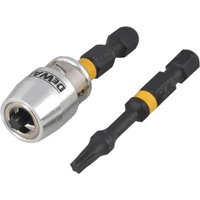 DeWalt Impact Torsion Bit and Magnetic Screwlock Sleeve T20 50mm Pack of 2 DeWalt Impact Torsion Bit and Magnetic Screwlock Sleeve T20 50mm Pack of 2