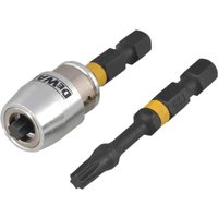 DeWalt Impact Torsion Bit and Magnetic Screwlock Sleeve T25 50mm Pack of 2 DeWalt Impact Torsion Bit and Magnetic Screwlock Sleeve T25 50mm Pack of 2