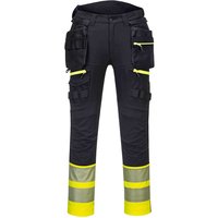 Portwest DX4 Hi Vis Detachable Holster Pocket Class 1 Trousers Yellow / Black 46" 31"