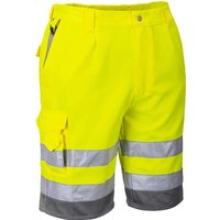 Portwest Mens Class 1 Hi Vis Poly Cotton Shorts Yellow / Grey XS