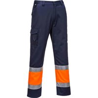 Portwest Hi Vis Two Tone Combat Trousers Orange / Navy L 32"