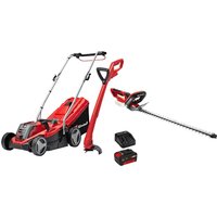 Einhell GE-CM 18v Cordless Rotary Lawnmower, Grass and Hedge Trimmer Kit 1 x 4ah Li-ion Battery Charger