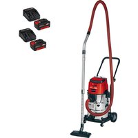 Einhell TE-VC 36/30 Li S 36v Cordless Stainless Steel Wet and Dry Vacuum Cleaner 30L 2 x 4ah Li-ion Twin or Dual Battery Charger