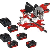 Einhell TE-SM 36/210 36v Cordless Sliding Mitre Saw 210mm 4 x 4ah Li-ion Twin or Dual Battery Charger No Case
