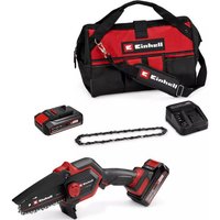 Einhell GE-PS 18/15 Li BL 18v Cordless Mini Pruning Chainsaw 130mm 2 x 2.5ah Li-ion Battery Charger