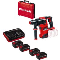 Einhell Professional HEROCCO 36/28 36v Cordless Brushless SDS Plus 4 in 1 Rotary Hammer Drill 4 x 4ah Li-ion Twin or Dual Battery Charger Case