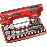 22 Piece 1 2" Drive Socket Set Metric Detection Box 1 2"