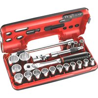 21 Piece 1 2" Drive Locking Bi Hex Socket Set Metric Detection Box