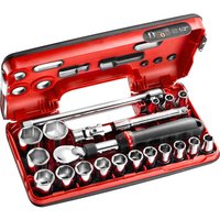 21 Piece 1 2" Drive Extendable Ratchet Hex Socket Set Metric Detection Box