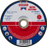 Depressed Centre Metal Cut Off Disc 180mm 3.2mm 22mm