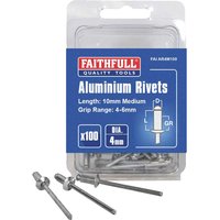 Aluminium Pop Rivets 4mm 10mm Pack 100