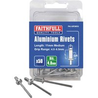 Aluminium Pop Rivets 4.8mm 11mm Pack 50