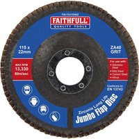 Faithfull Zirconia Abrasive Jumbo Flap Disc 115mm 40g Pack of 1