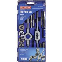 21 Piece Carbon Steel Tap Die Set Metric