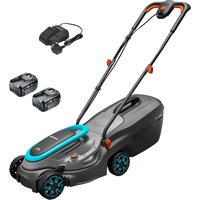 Gardena POWERMAX 32 P4A 18v Cordless Rotary Lawnmower 320mm 2 x 4ah Li-ion Battery Charger