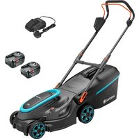 Gardena POWERMAX 37 P4A 36v Cordless Rotary Lawnmower 370mm 2 x 6ah Li-ion Battery Charger