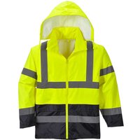 Classic Hi Vis Contrast Rain Jacket Yellow / Navy M