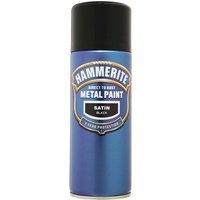 Hammerite Smooth Finish Aerosol Spray Metal Paint Satin Black 400ml