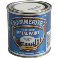 Hammerite Direct to Rust Metal Paint Smooth Finish, 250ml, White, Metal Paint