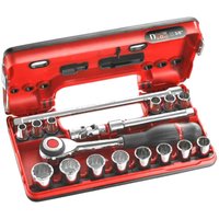 18 Piece 3 8" Drive Bi Hex Socket Set Metric Detection Box 3 8"